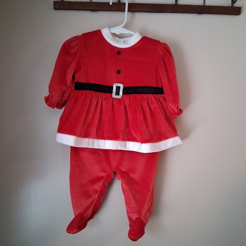 Small Step Baby Girl's One Piece Plush Santa Footie Outfit Costume Size 3-6 M